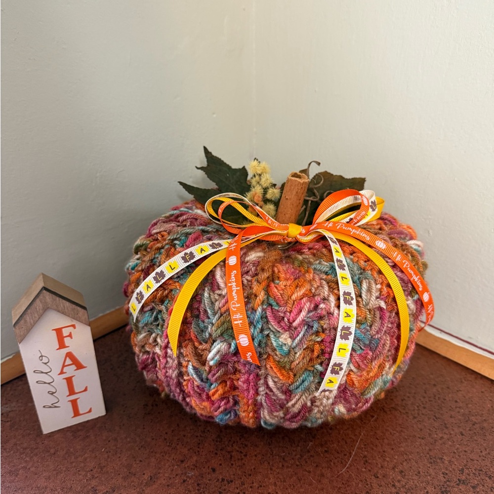Colorful Crocheted Pumpkin Decor